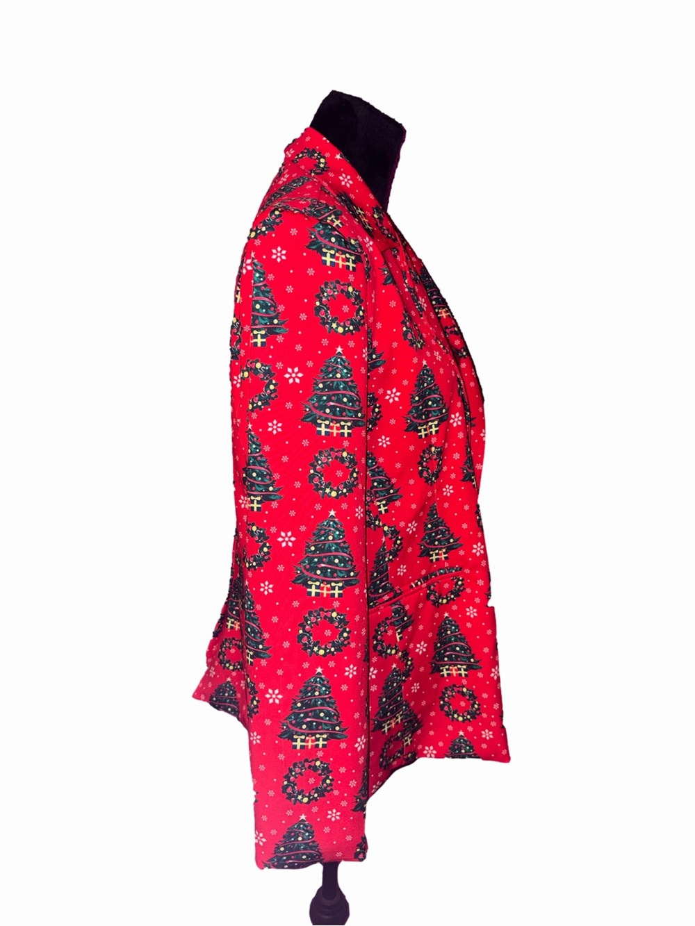 🆕💜Men’s Christmas Tree & Wreath Holiday Blazer Jacket Red Size M Single Button - Picture 2 of 10
